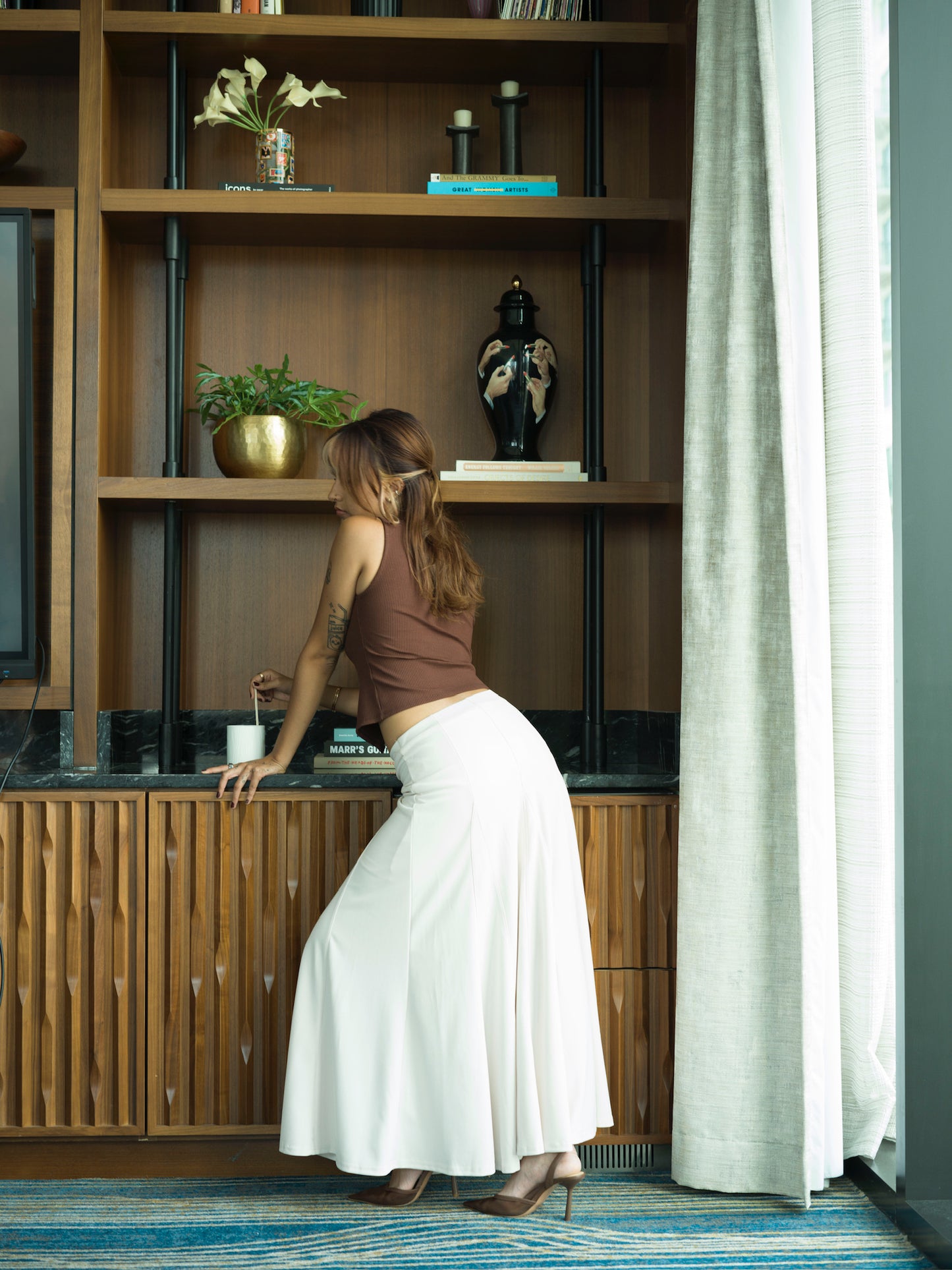 Beau Button Up Tank Top Brown