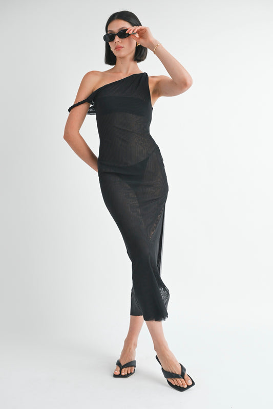 Alexi Asymmetrical Mesh Maxi Dress