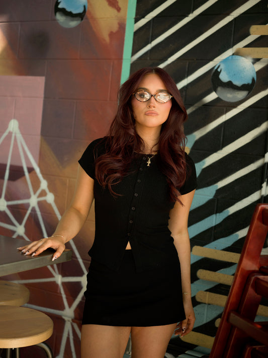 Aimee Ribbed Skirt Black