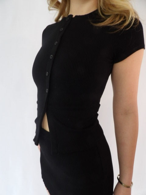 Aimee Button Up Top Black