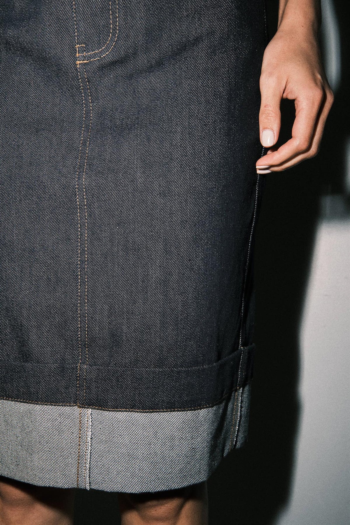 Denim Midi Skirt - Dark Wash