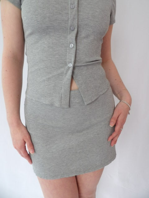 Aimee Ribbed Skirt Gray