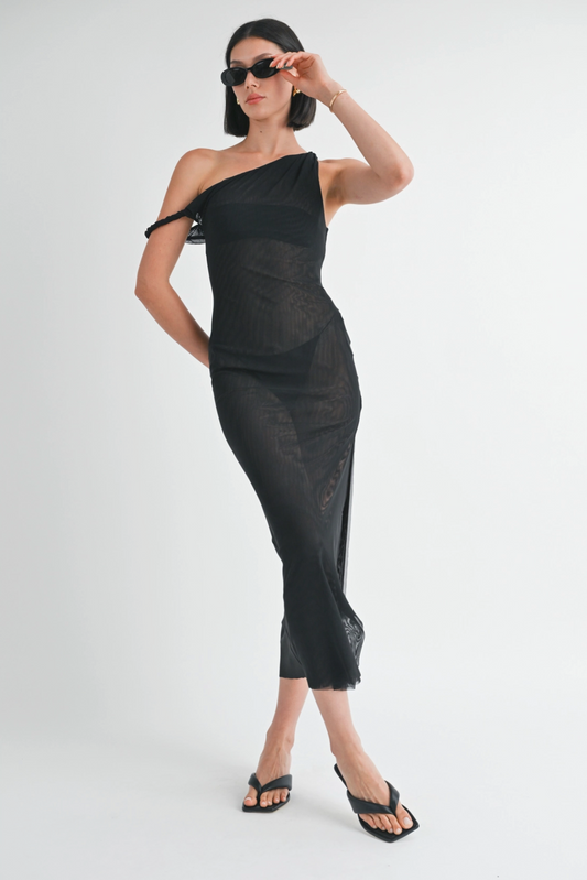 Alexi Asymmetrical Mesh Maxi Dress