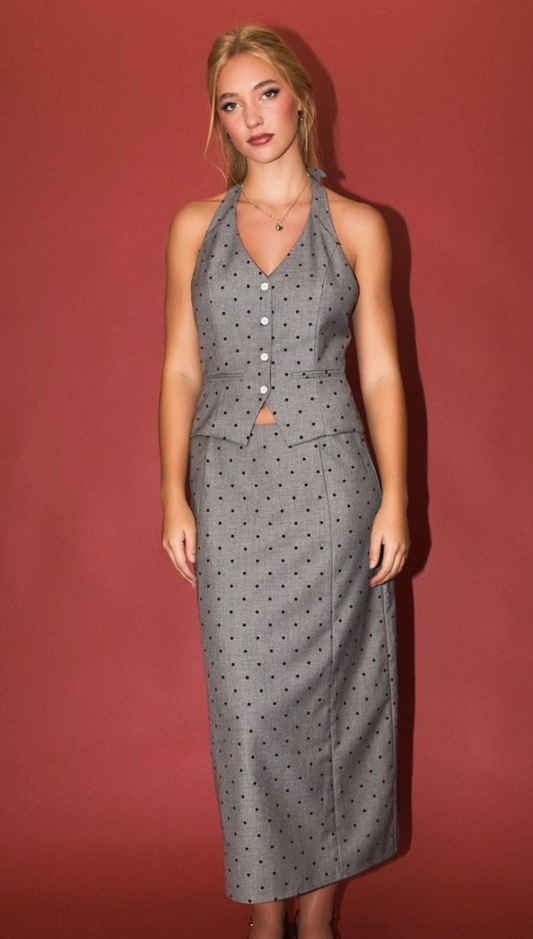 Elisé Polka Dot Midi Skirt