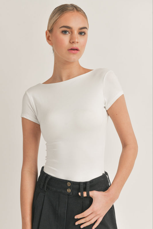Colette High Neck Top White