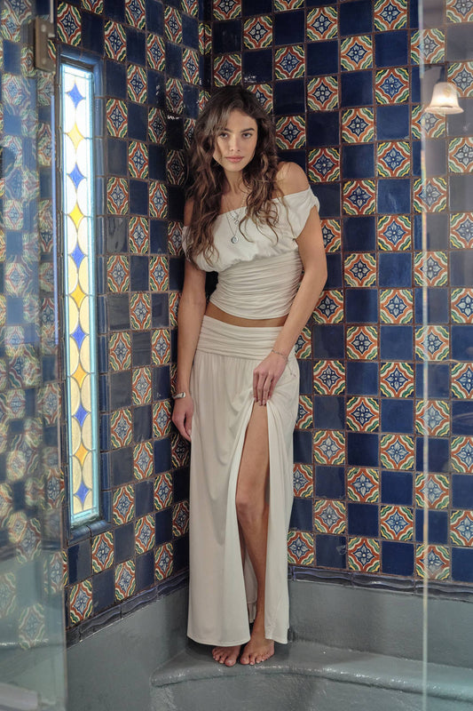 Farrah Ruched Maxi Skirt